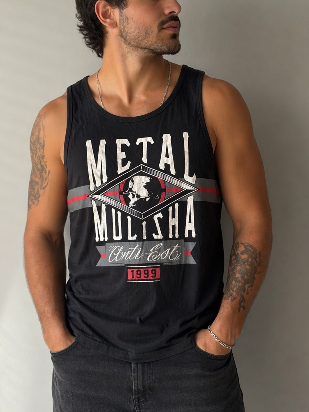 Metal Mulisha Skull Graphic Tank Top Black Sleeveless Biker Streetwear Men’s M/L